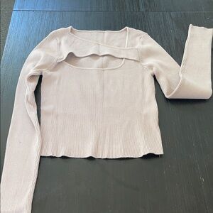 Chic Ribbed Cutout Long Sleeve Top